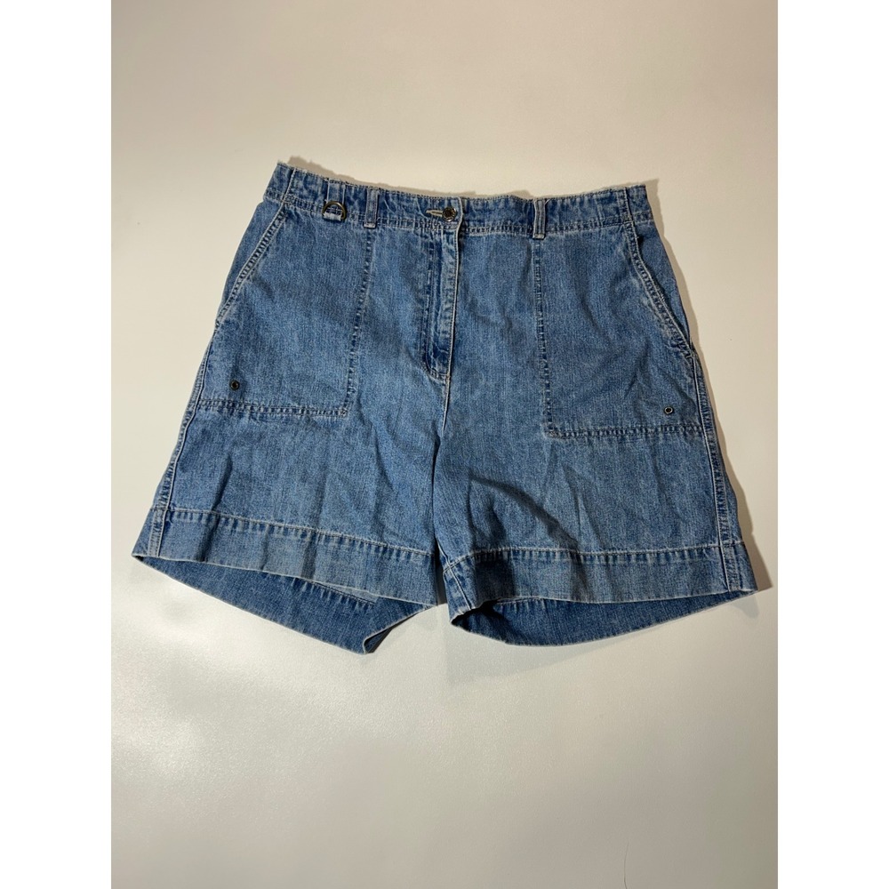 Westport Denim Shorts Womens 12 Blue Excellent High Rise Utility Cargo Pocket